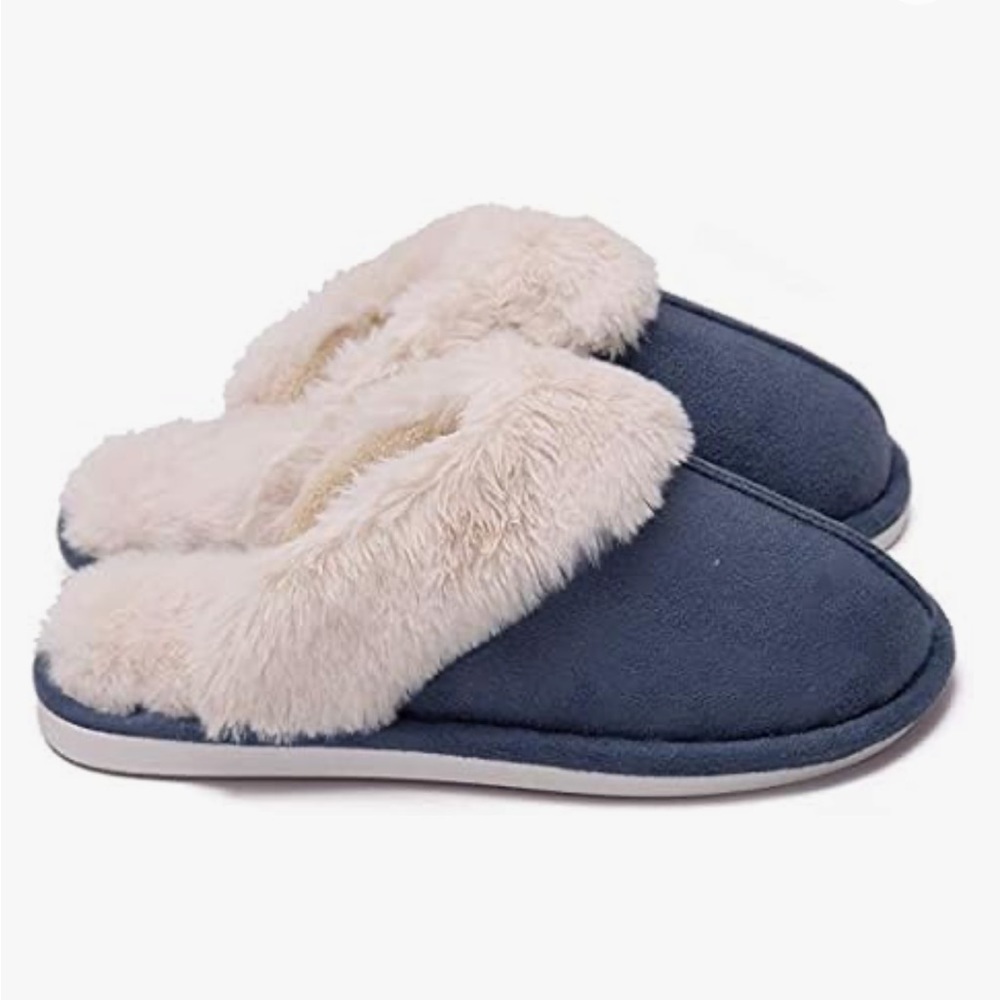 Scuff Fluffy House Slip-On Fuzzy Slipper for Winter Fur Slippers 7-8